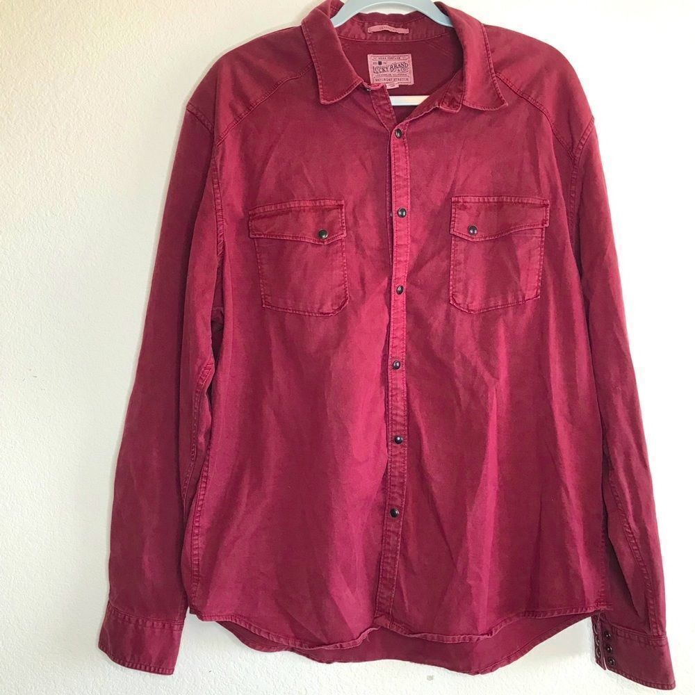 Lucky brand men’s‎ maroon button up shirt